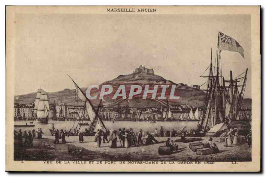 CPA Marseille Ancien vue de la Ville et du Fort de Notre Dame de la Garde en 1820 