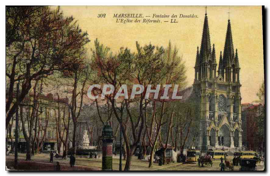 CPA Marseille Fontaine des Danaides L'Eglise des Reformes 