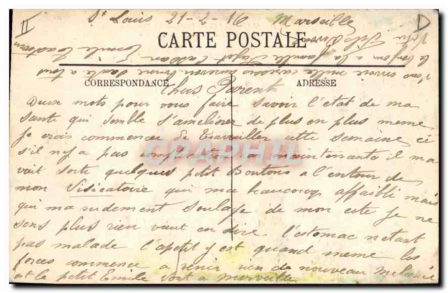 CPA Marseille Fontaine des Danaides L'Eglise des Reformes  — Verso