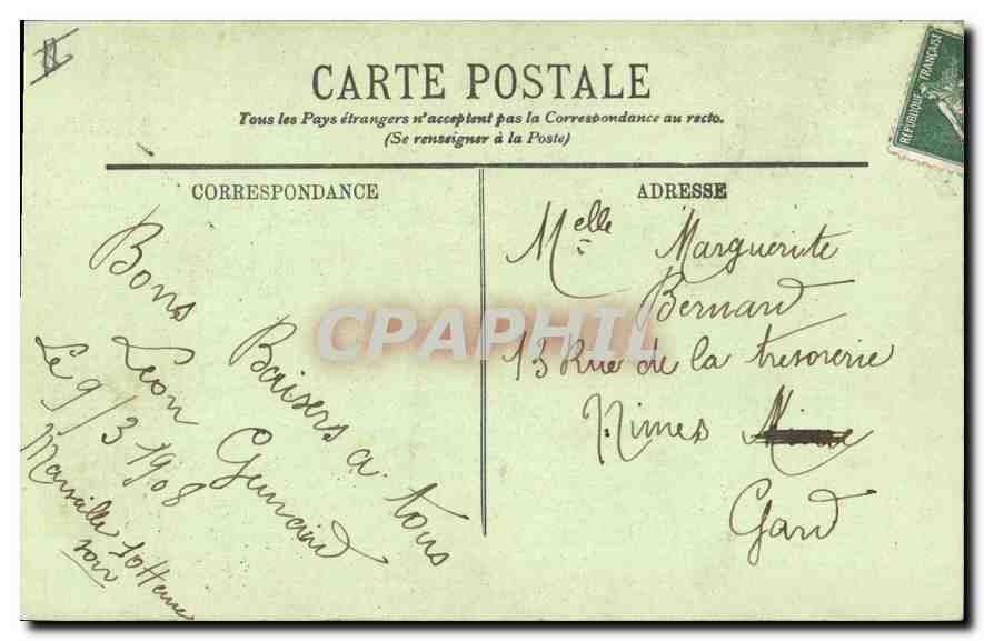 CPA Marseille L'Eglise des Reformes  — Rückseite