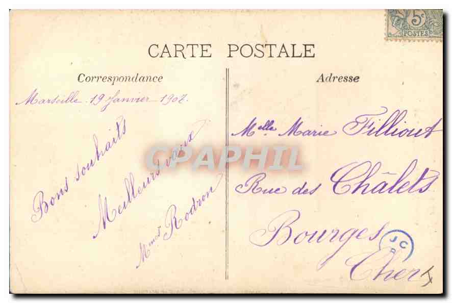 CPA Marseille Eglise des Reformes et Monument des Mobiles de 1870  — Rückseite