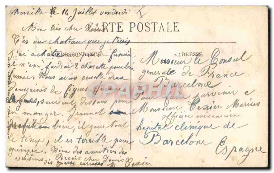 CPA Marseille L'Eglise des Reformes et Monument des Mobiles  — Verso