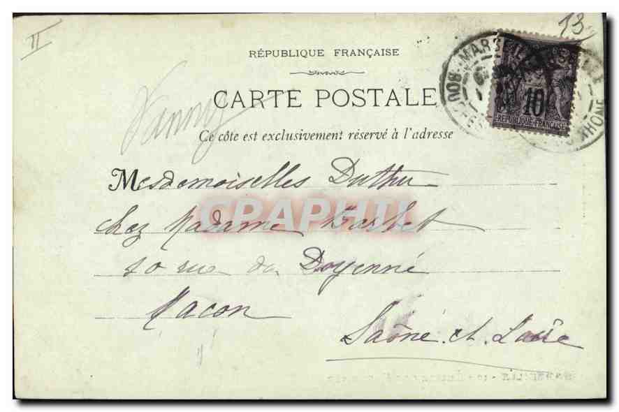 CPA Marseille Eglise des Reformes  — Verso