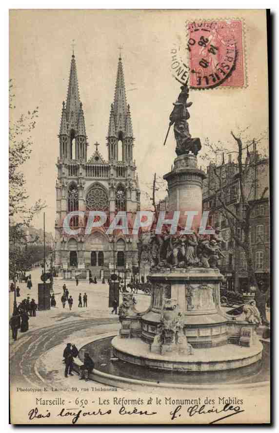 CPA Marseille Les Reformes et le Monument des Mobiles 