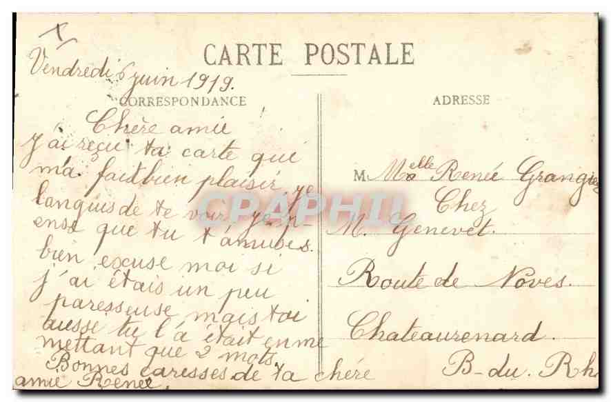 CPA Marseille Eglise des Reformes et Monument des Mobiles  — Verso