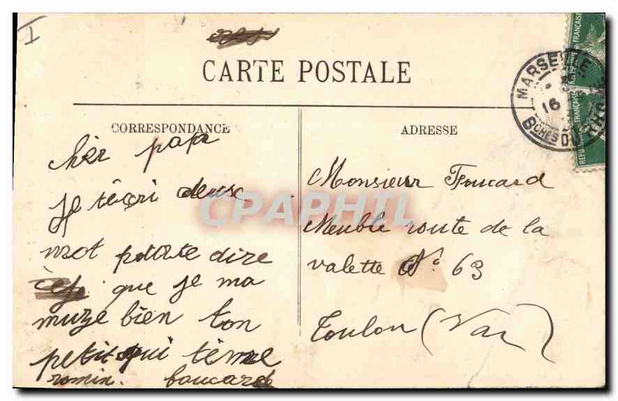 CPA Marseille L'Eglise des Reformes  — Rückseite
