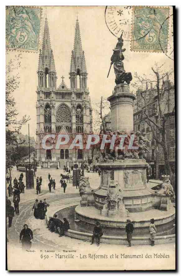 CPA Marseille Les Reformes et le Monument des Mobiles 