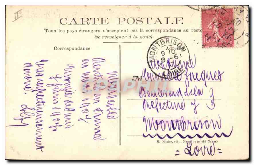 CPA Marseille Eglise des Reformes  — Rückseite