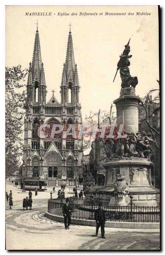 CPA Marseille Eglise des Reformes et Monument des Mobiles 