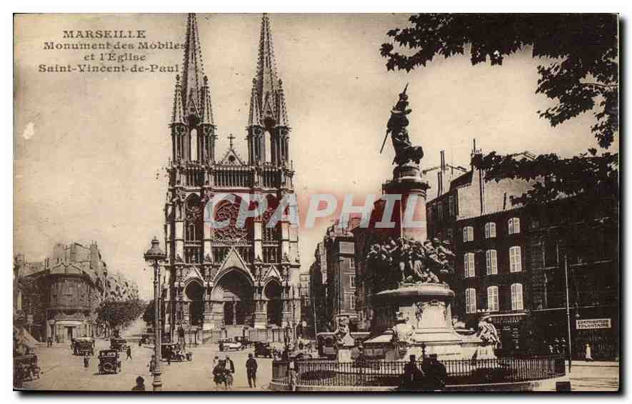 CPA Marseille Monument des Mobiles et l'Eglise Saint Vincent de Paul 