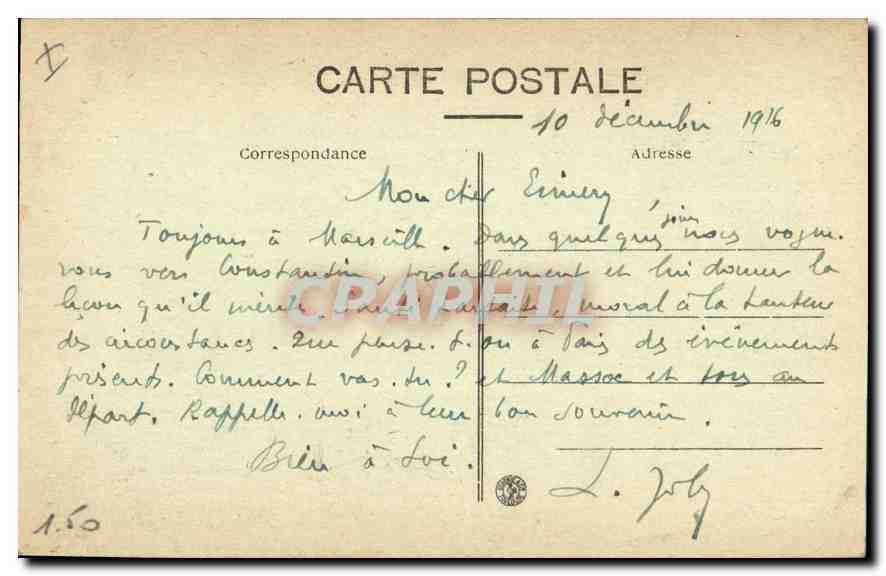 CPA Marseille Eglise des Reformes et Cours du Chapitre  — Rückseite