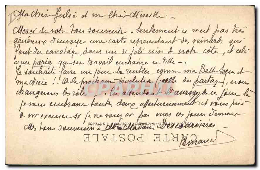 CPA Marseille Eglise des Reformes St Vincent de Paul  — Verso