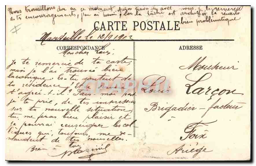 CPA Marseille Fontaine des Danaides L'Eglise des Reformes  — Verso