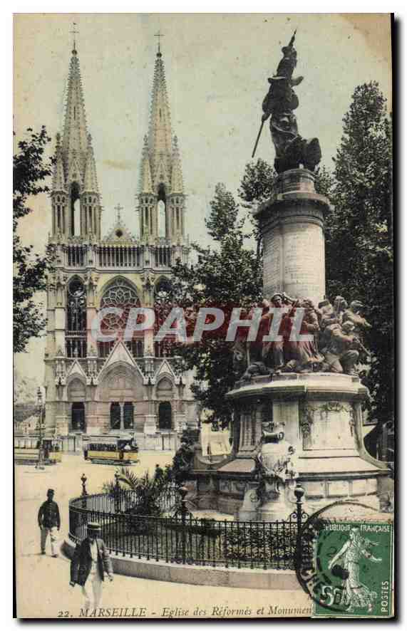 CPA Marseille Eglise des Reformes et Monument des Mobiles 