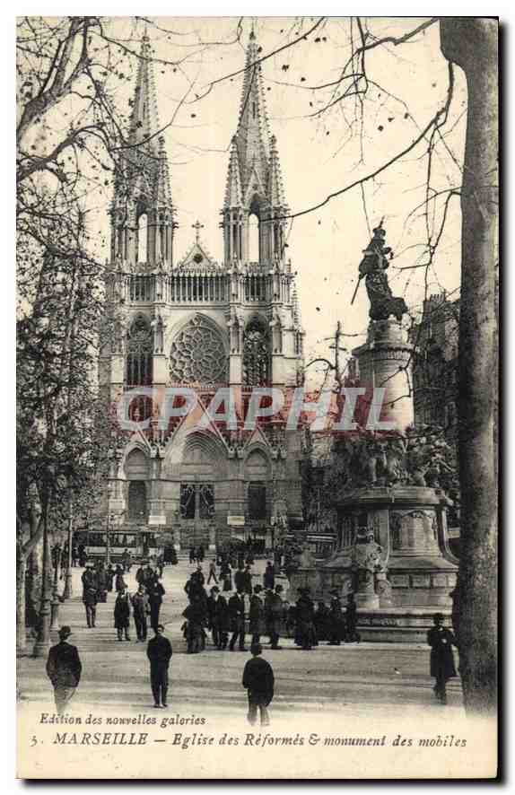CPA Marseille Eglise des Reformes et monument des mobiles 