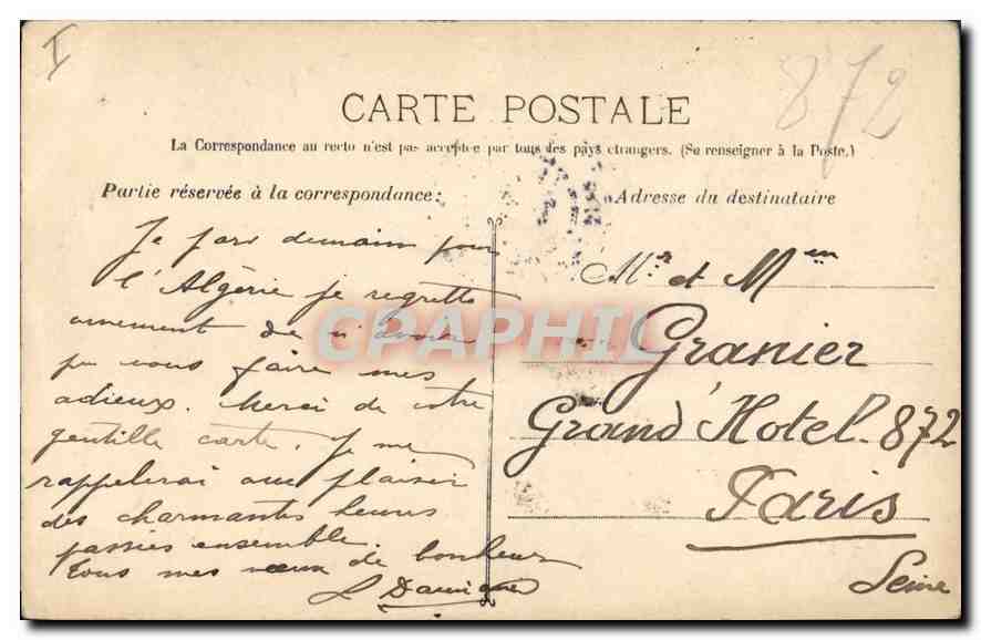 CPA Marseille Eglise des Reformes  — Rückseite