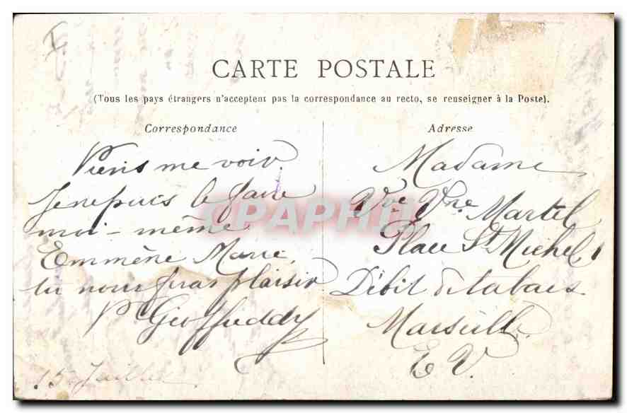 CPA Marseille Les Reformes  — Rückseite