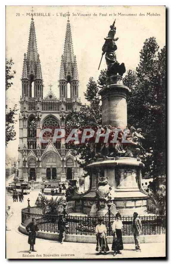 CPA Marseille L'Eglise St Vincent de Paul et le monument des Mobiles 