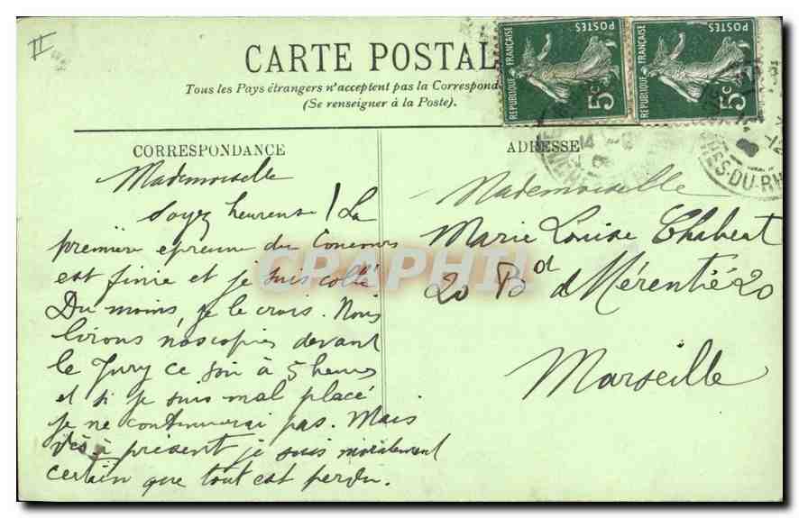 CPA Marseille L'Eglise des Reformes  — Rückseite