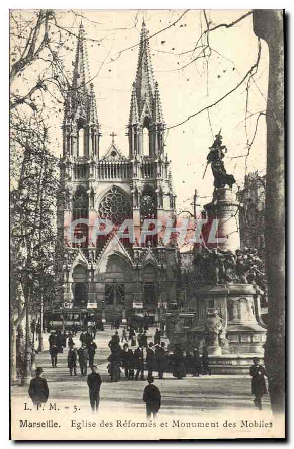 CPA Marseille Eglise des Reformes et Monument des Mobiles 