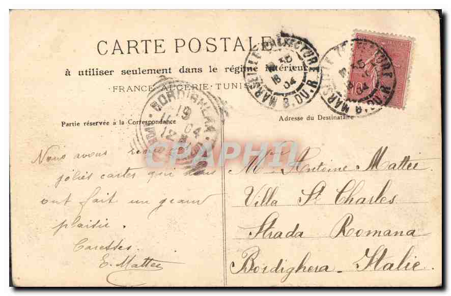 CPA Marseille Un coin de la Corniche  — Rückseite