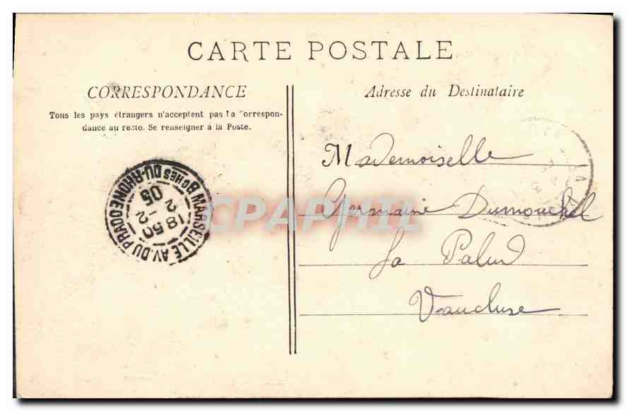 CPA Marseille La Corniche Anse du Prophete  — Verso