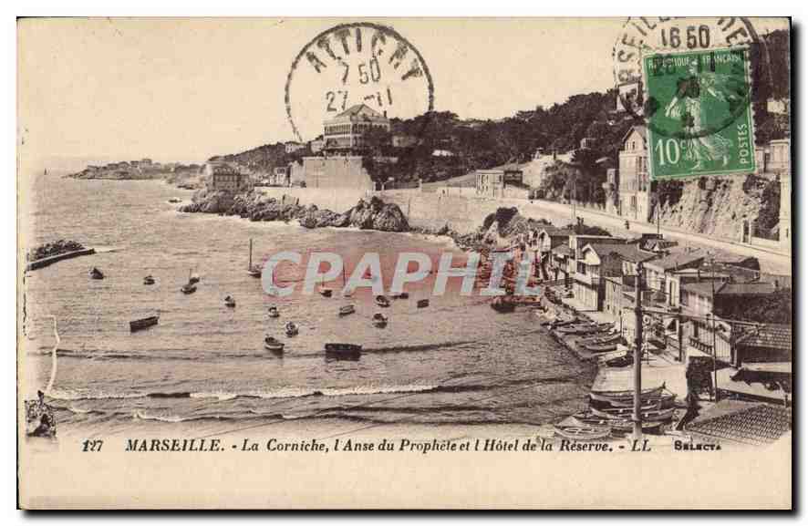 CPA Marseille La Corniche L'Anse du Prophete et l'Hotel de la Reserve 