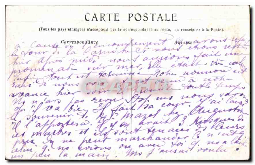 CPA Marseille La Corniche  — Verso
