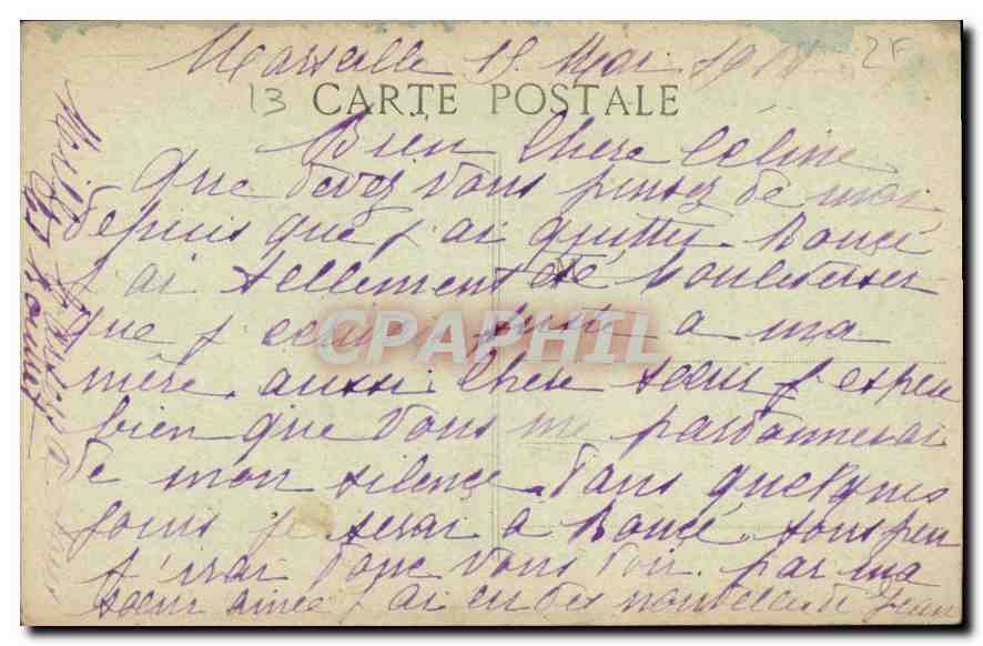 CPA Marseille Promenade de la Corniche  — Verso
