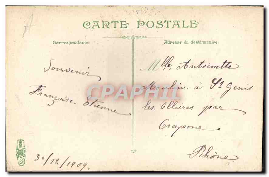 CPA Marseille  — Verso