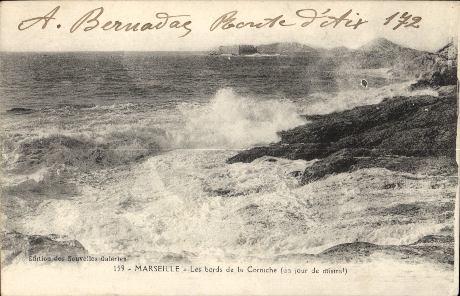 CPA Marseille Les bords de la Corniche un jour de mistral 