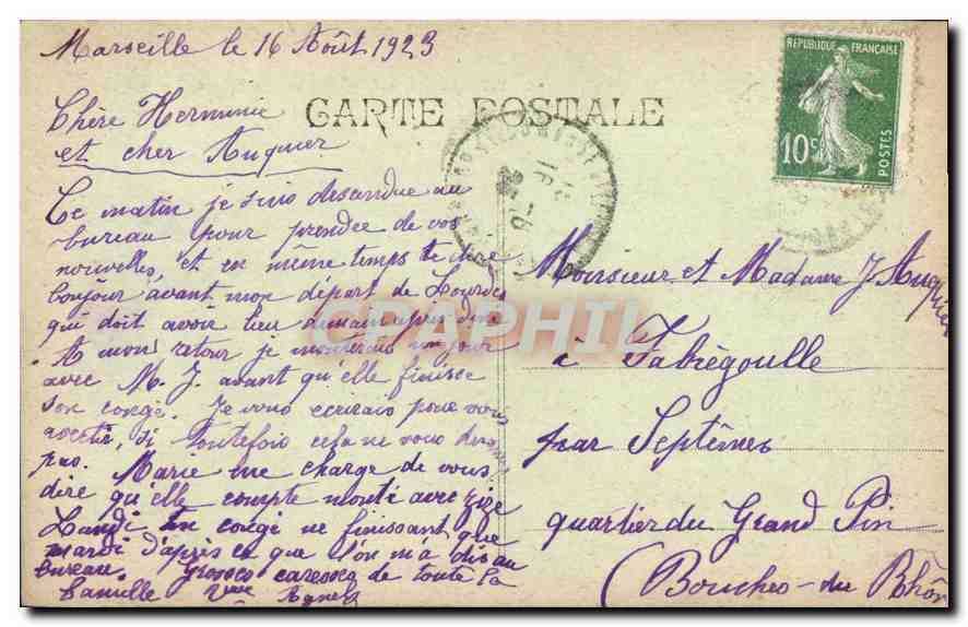 CPA Marseille La Corniche Le Prophete  — Rückseite