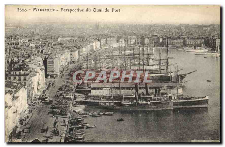 CPA Marseille Perspective du Quai du Port Bateaux