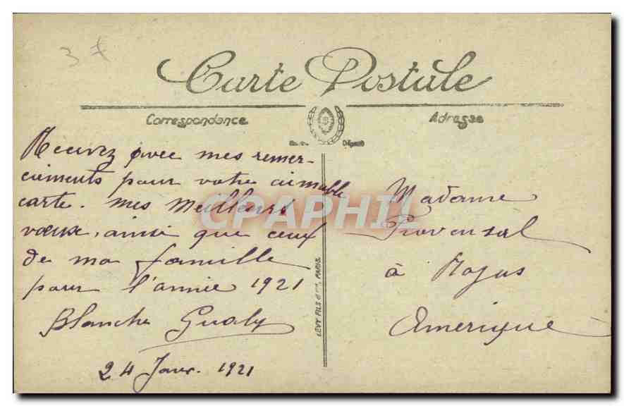 CPA Marseille Le Phare de la Desirade Depart d'un Courrier de China Bateau — Rückseite