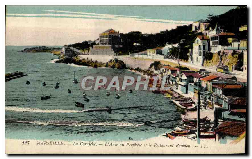 CPA Marseille La Corniche l'Anse au Prophete et le Restaurant Roubion 