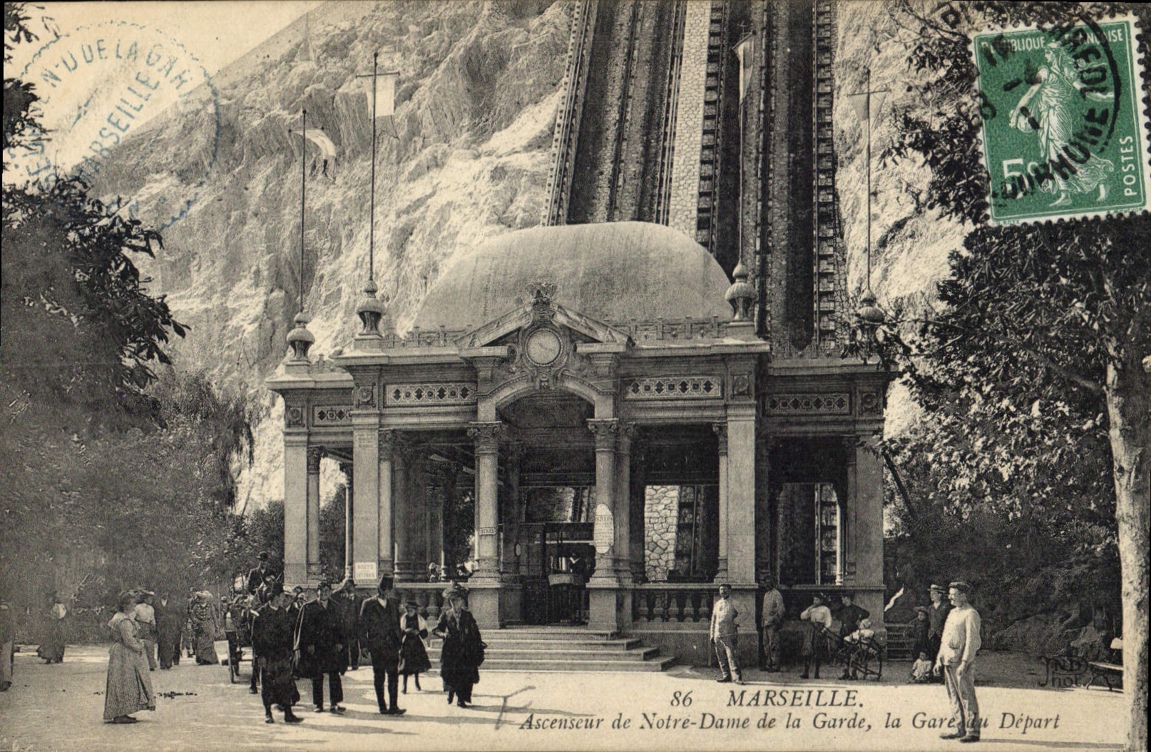 Marseille — Ascenseur de Notre-Dame de la Garde, la Gare du Départ — éditeur non identifié, n° de série 86