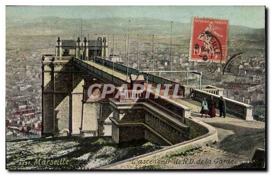 CPA Marseille l'Ascenseur de N D de la Garde 
