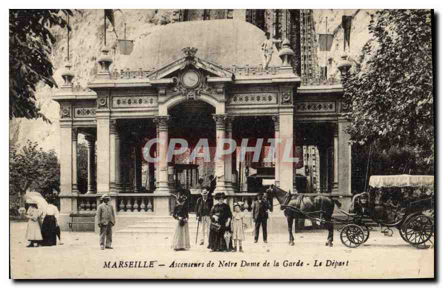 CPA Marseille Ascenseur de Notre Dame de la Garde Le Depart 