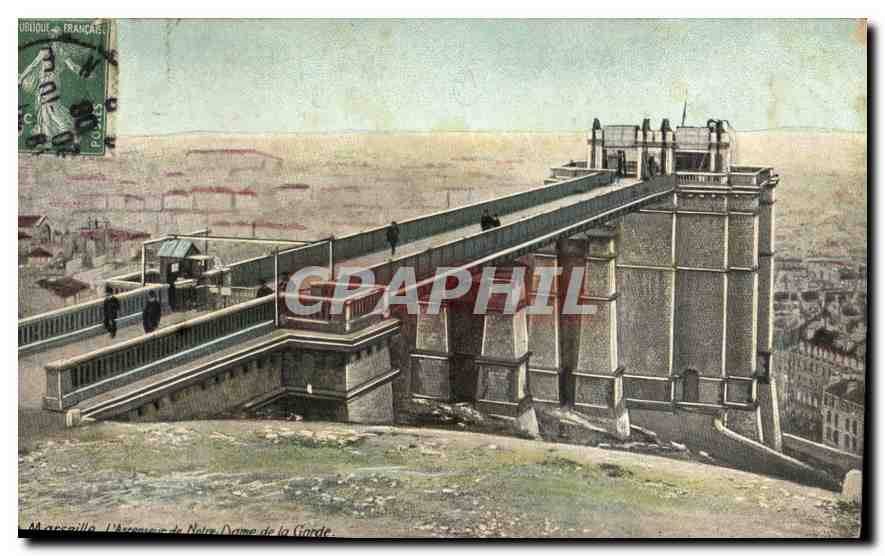 CPA Marseille l'Ascenseur de Notre Dame de la Garde 