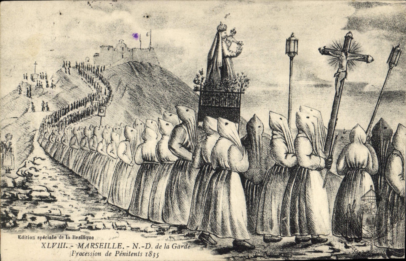CPA Marseille N D de la Garde Procesion de Penitents 