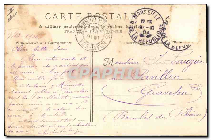 CPA Marseille Les Docks  — Verso