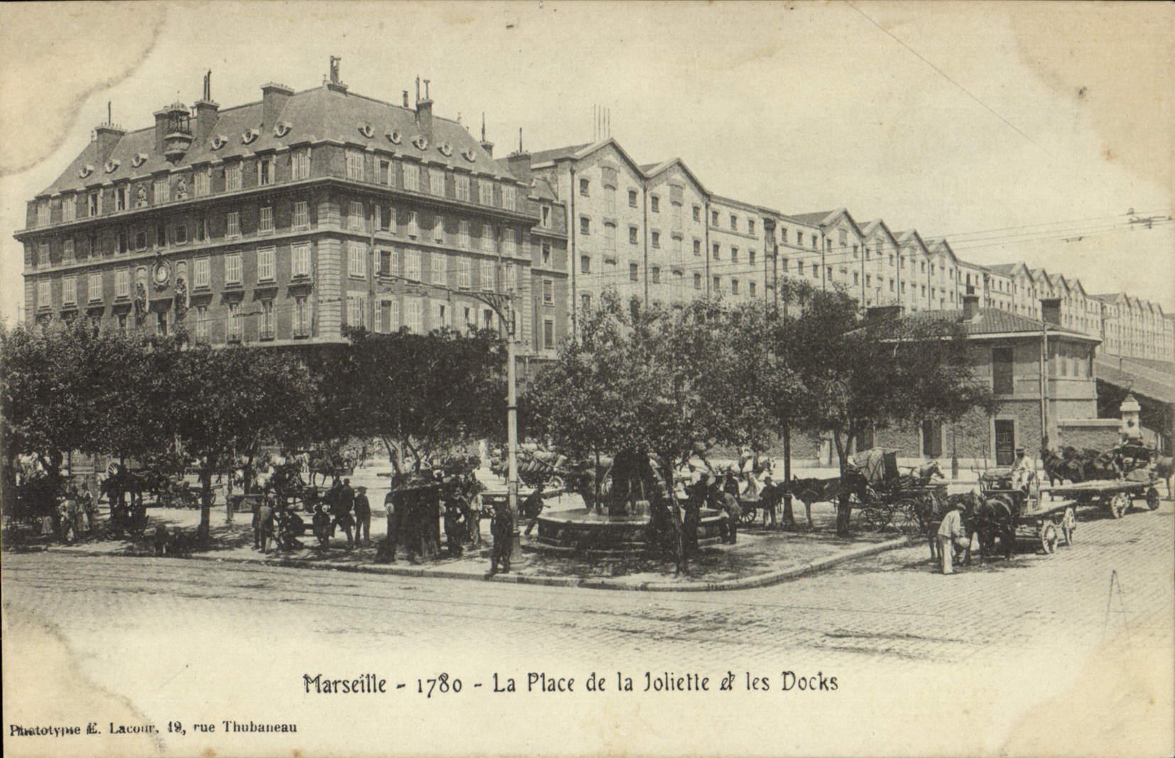 Marseille - 1780 - La Place de la Joliette et les Docks — Phototype É. Lacour, 19, rue Thubaneau