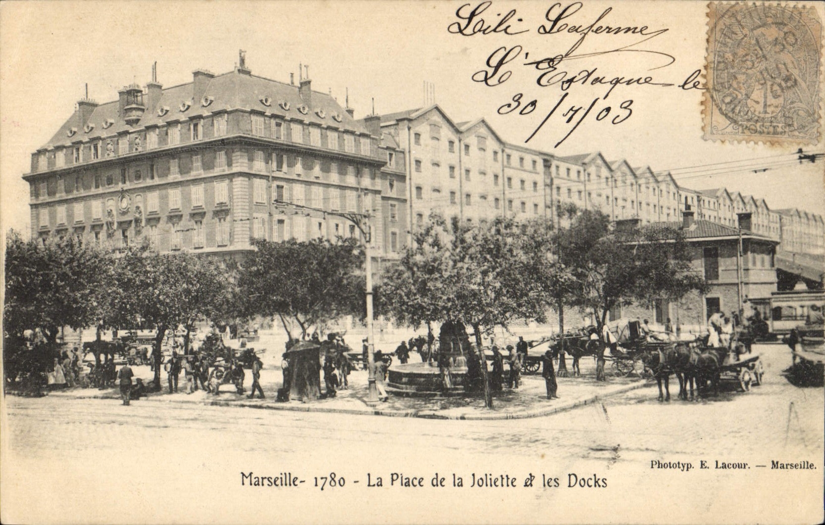 Marseille - La Place de la Joliette & les Docks — Phototyp. E. Lacour — Marseille.