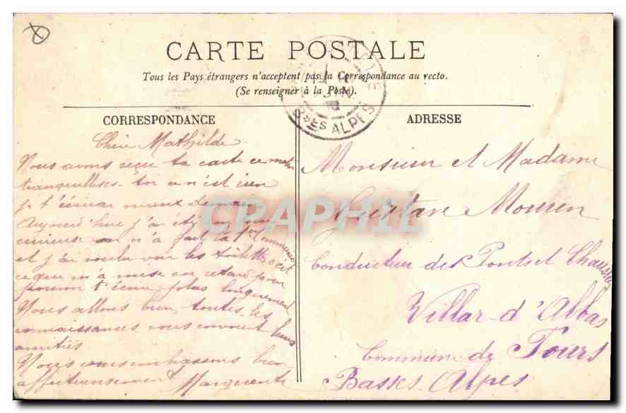 CPA Marseille Le Vieux Port  — Verso