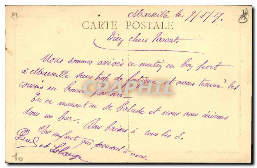CPA Marseille Le Vieux Port  — Verso