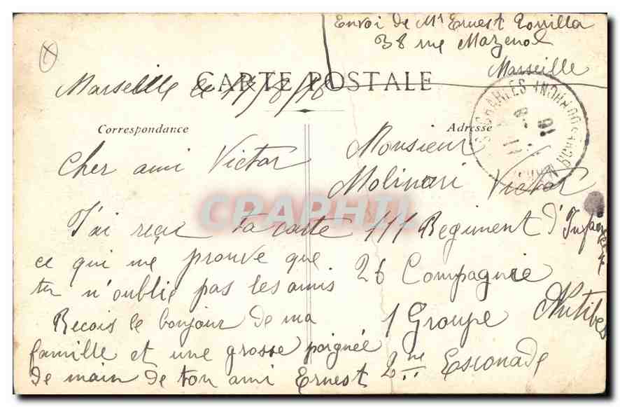 CPA Marseille Le Vieux Port — Verso