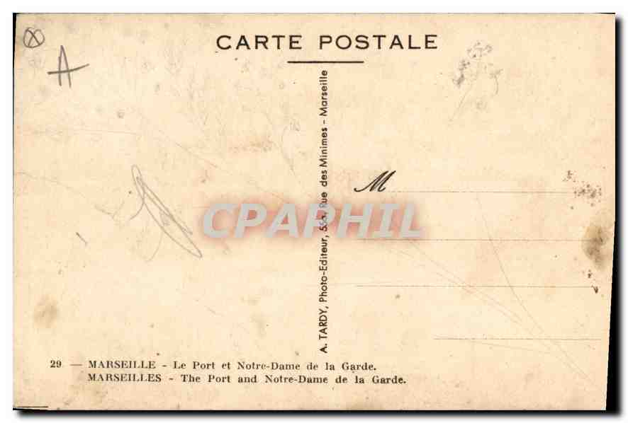 CPA Marseille Le Port et Notre Dame de la Garde  — Rückseite