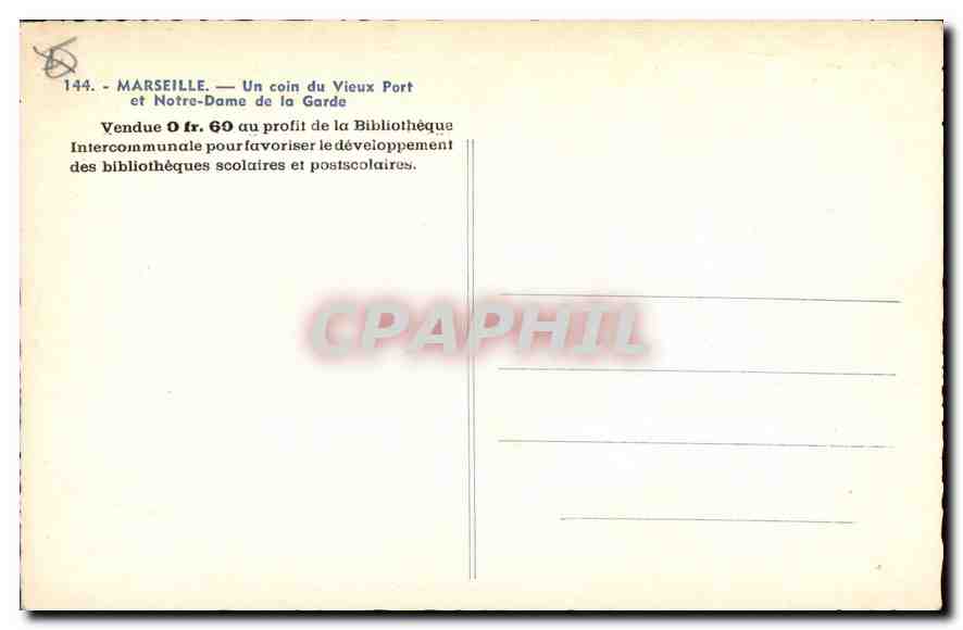 CPA Marseille Un coin du Vieux Port et Notre Dame de la Garde  — Rückseite
