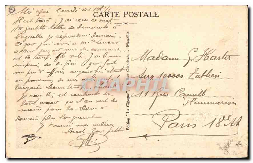 CPA Marseille Le Vieux Port  — Verso