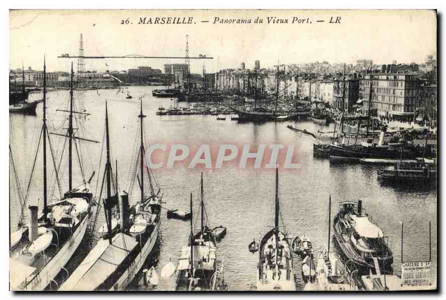 CPA Marseille Panorama du Vieux Port Bateaux